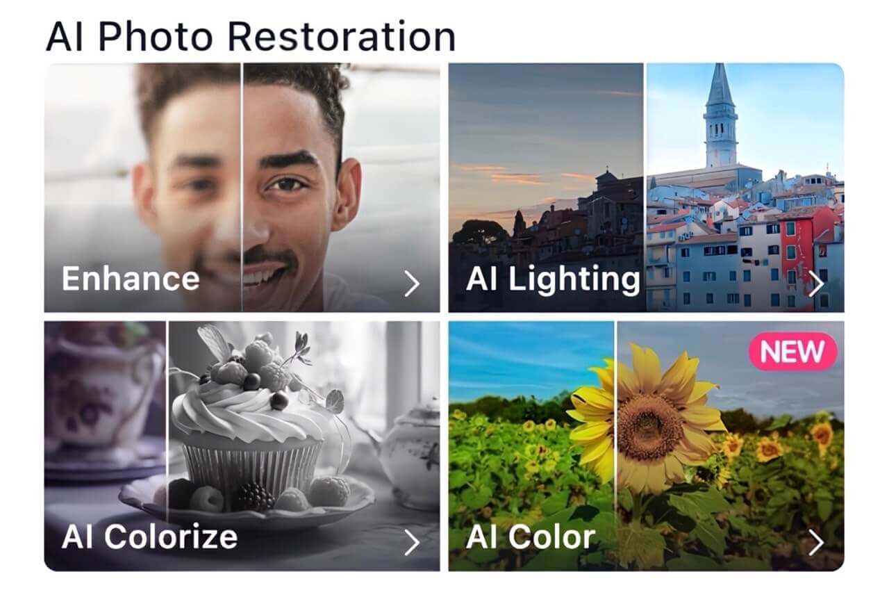 YouCam Enhance's AI Photo Restoration Tools